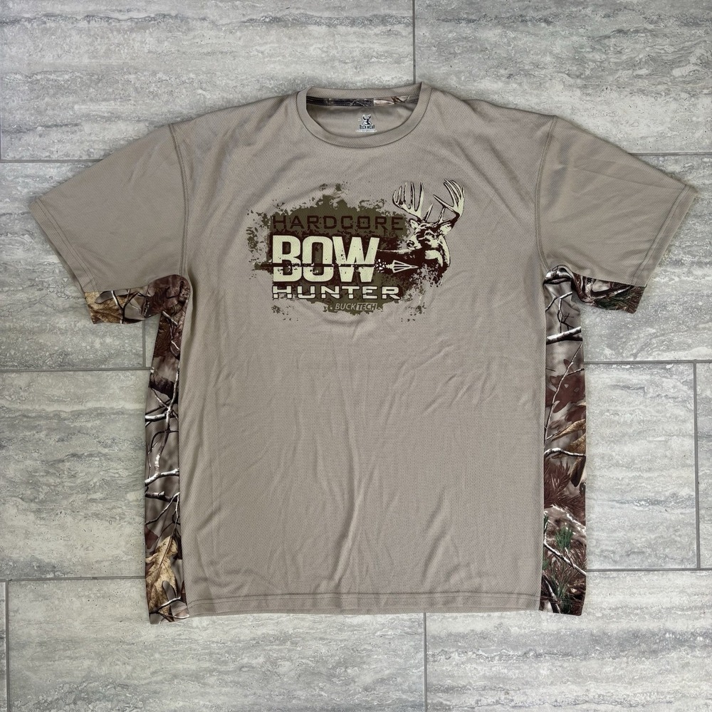 HARDCORE BOW HUNTER • Buck Tech Camo‎ Tee Men XL Hunting